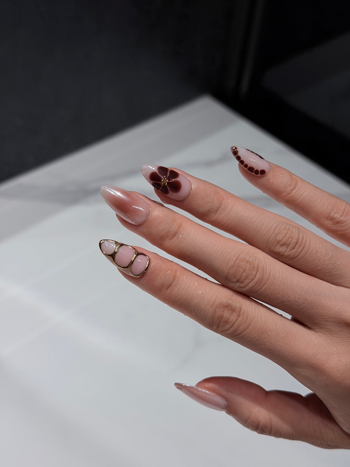 Burgundy Bloom – Handmade Press-On Nails