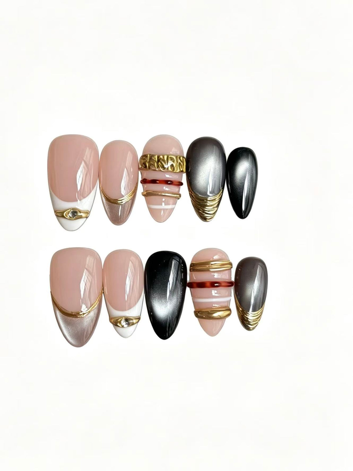 Midnight Alloy – Handmade Press-On Nails
