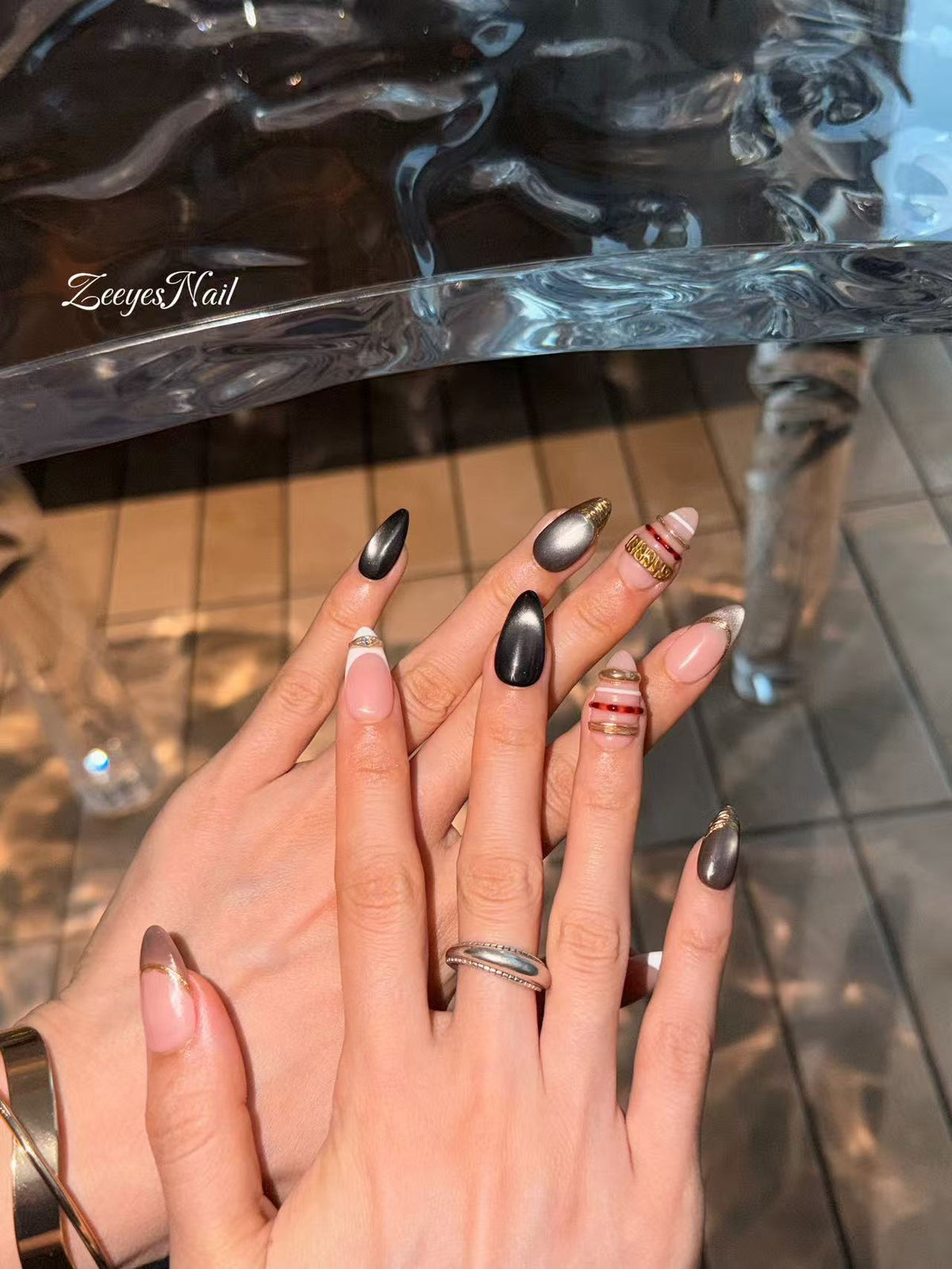 Midnight Alloy – Handmade Press-On Nails