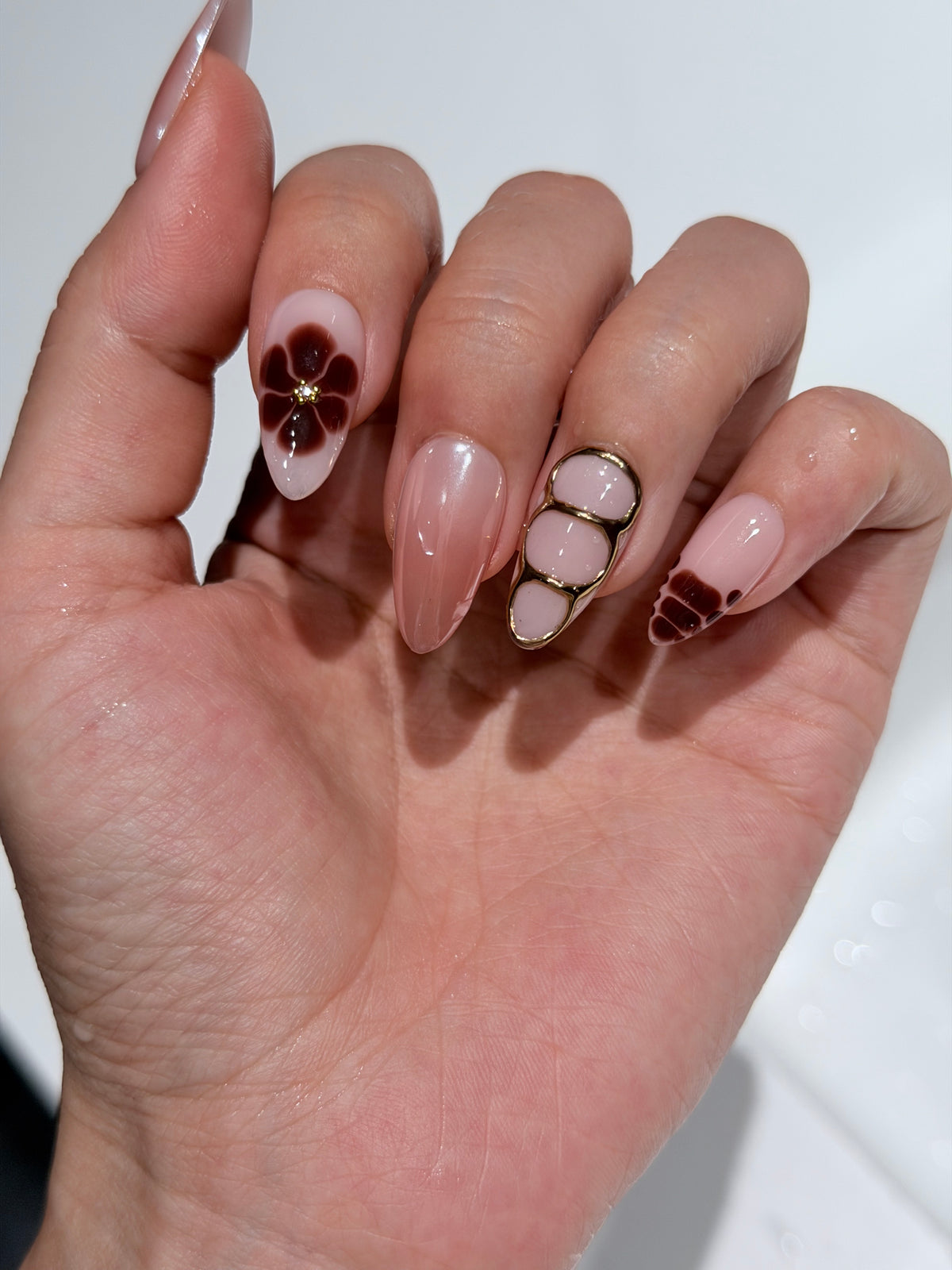 Burgundy Bloom – Handmade Press-On Nails