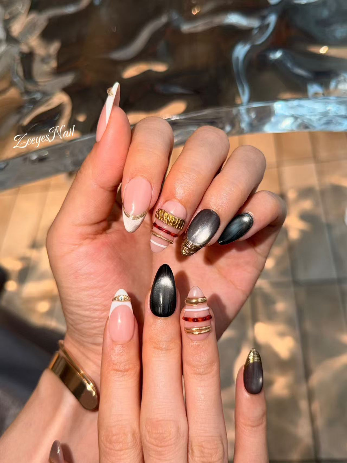 Midnight Alloy – Handmade Press-On Nails