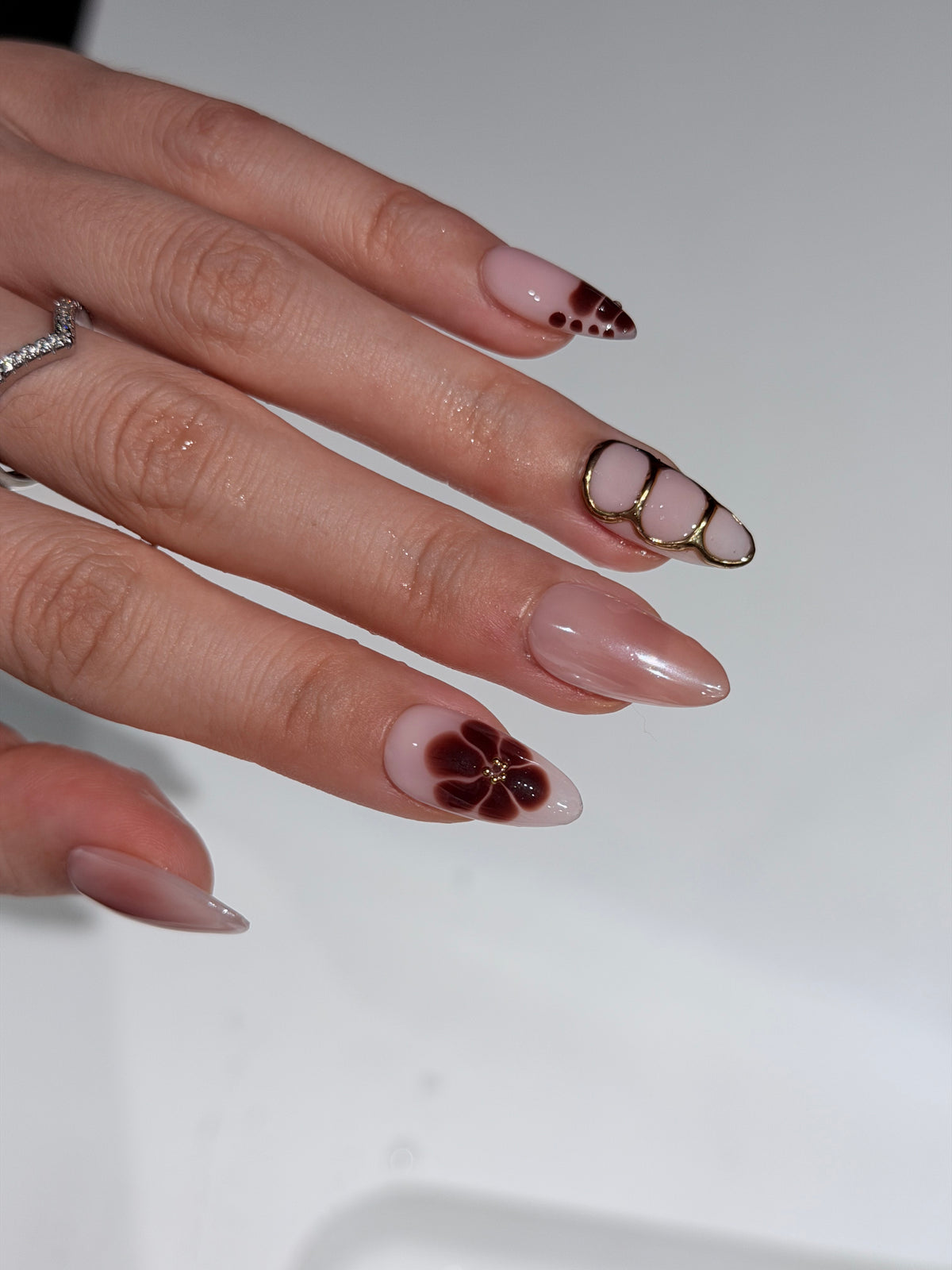 Burgundy Bloom – Handmade Press-On Nails