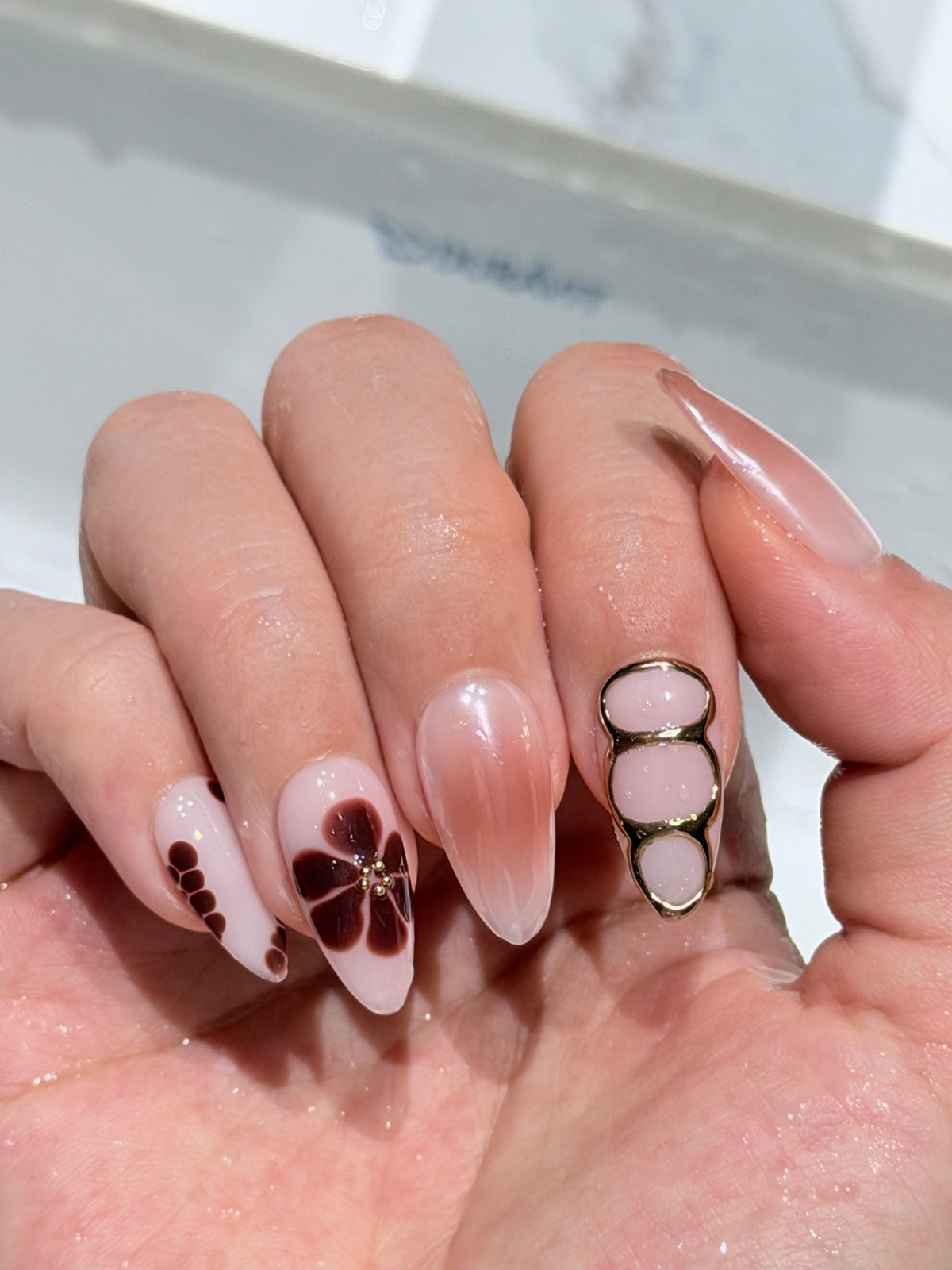 Burgundy Bloom – Handmade Press-On Nails